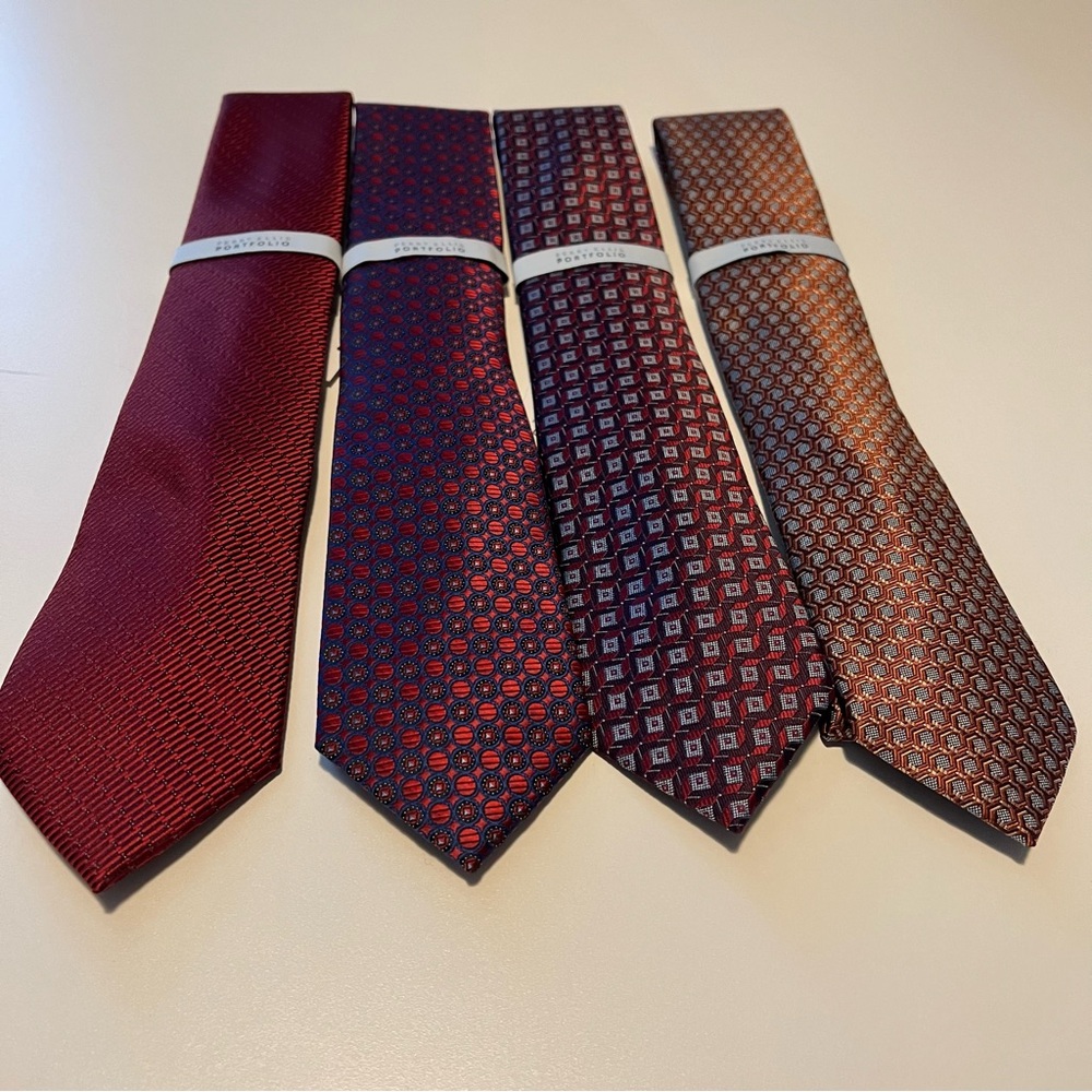 Perry Ellis Elegant Men's Tie Set - Burgundy, Red, Brown
